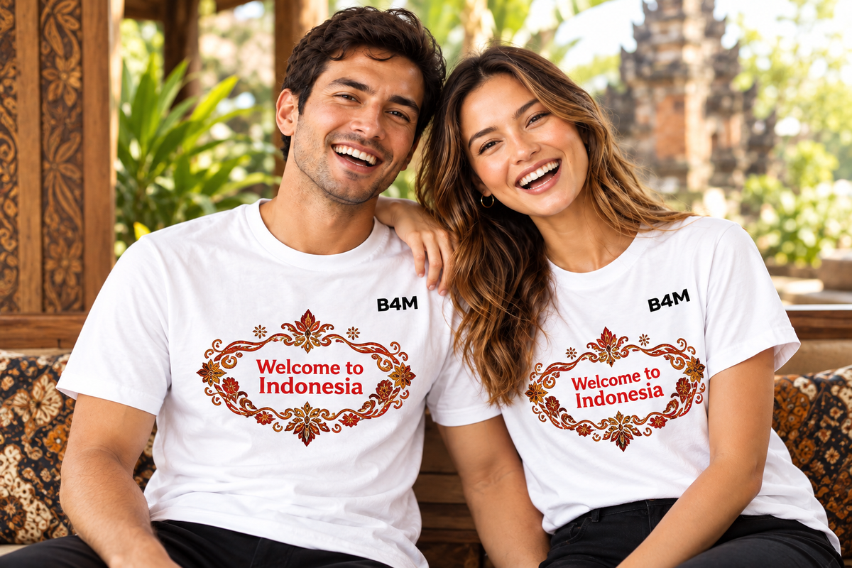 Couple ceria B4M Welcome to Indonesia batik border